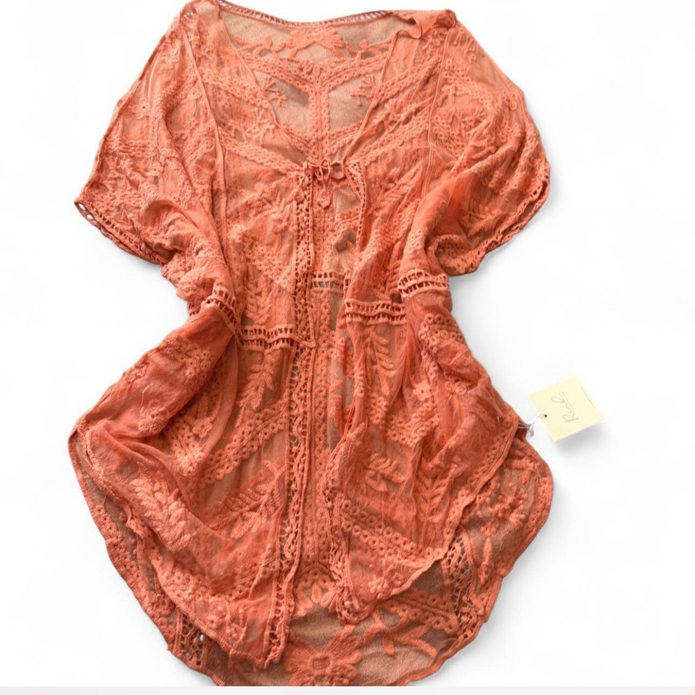 Embroidered‎ Mesh Kimono